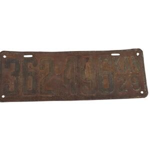 Kansas License Plate Tag Rusty 1928 Motor Vehicle Vintage Numbers 362-496 KS